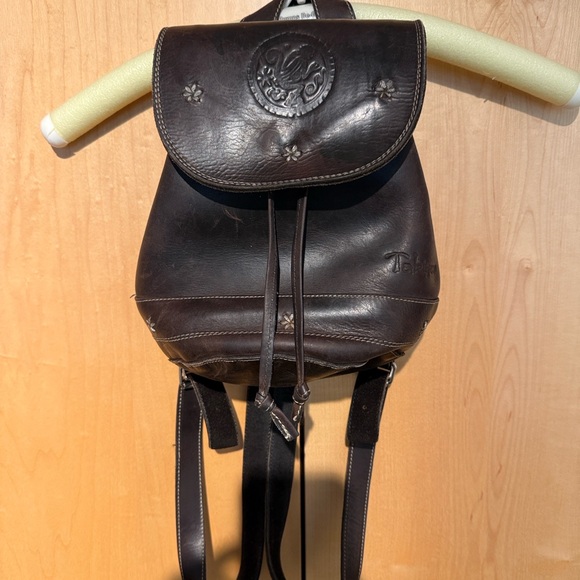 Handbags - Elegant Dark Brown Leather Backpack